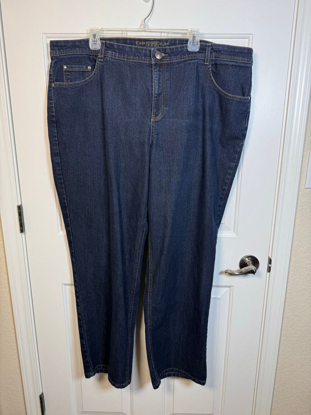 Charter Club Classic Fit Women's High Waisted Straight Jeans Dark Wash Plus 22W